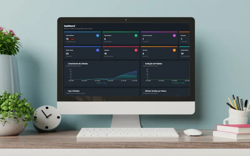 Dashboard do OneckPro — gestão de agência em um lugar só